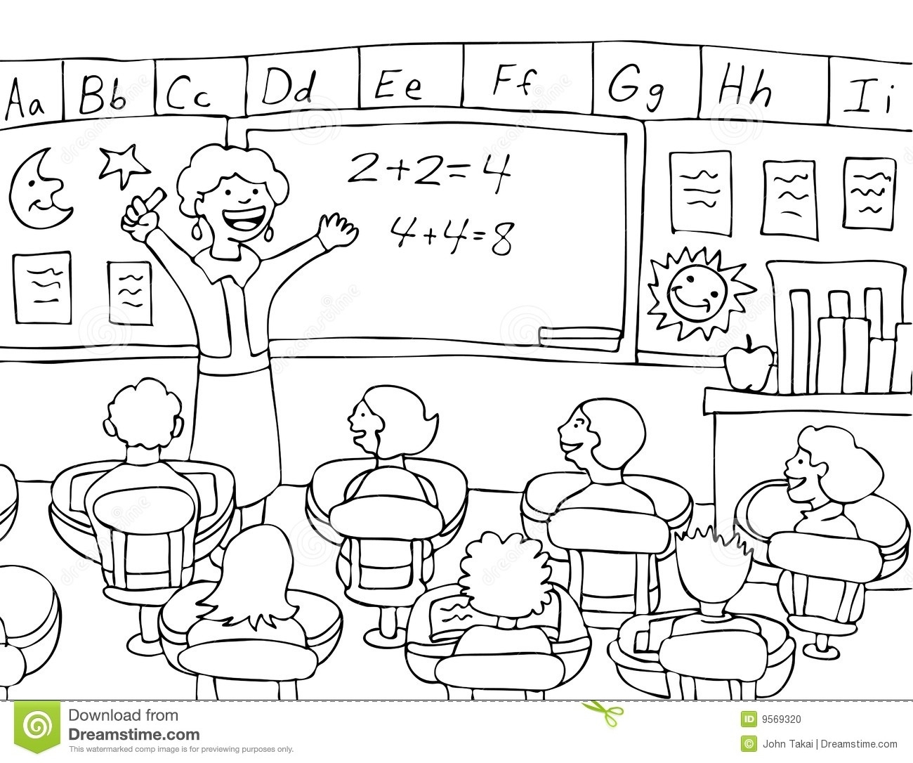 Kids Classroom Clipart Black And White