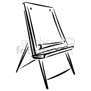 Black and White Easel Holding a Paint Brush clipart