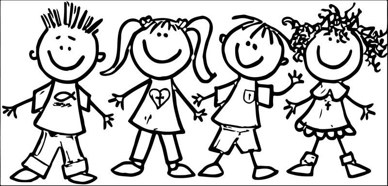 Free black and white clipart of children collection