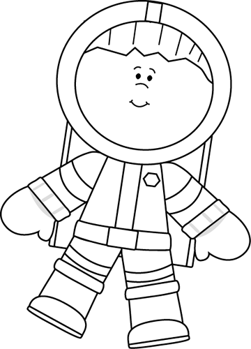astronaut clipart black and white easy