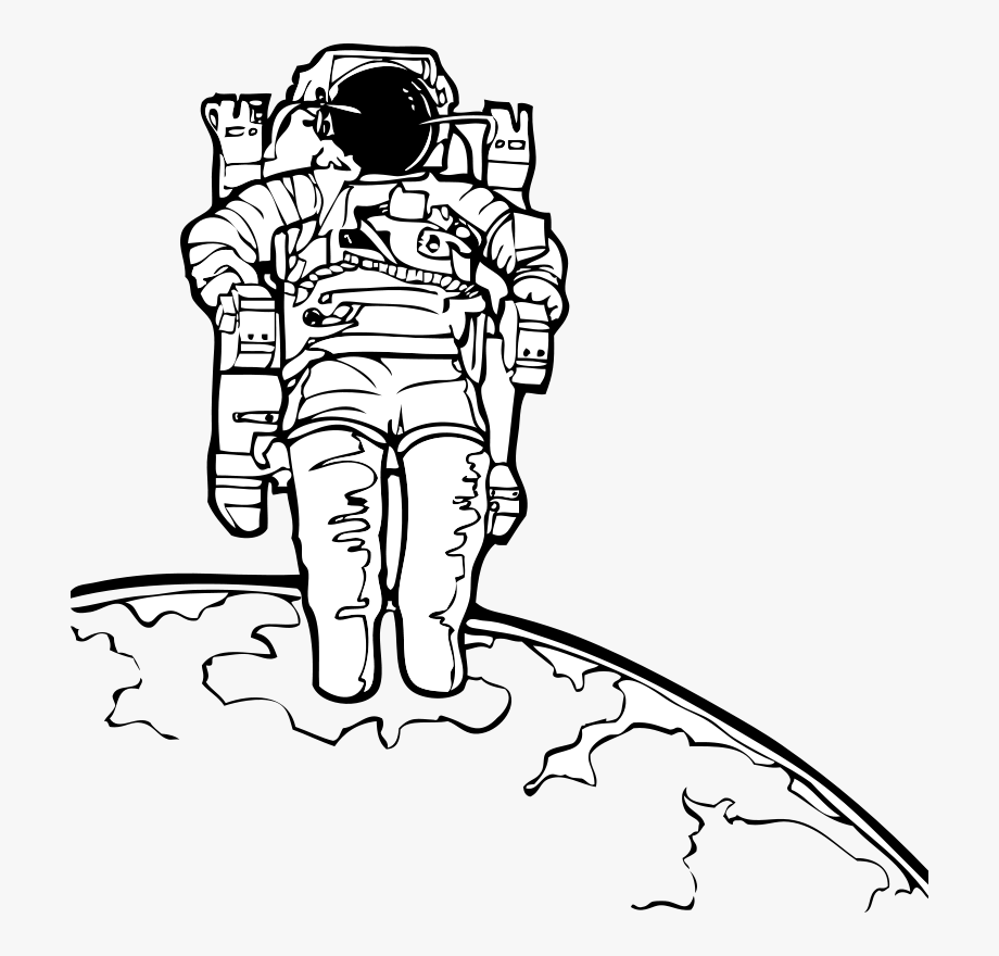 astronaut clipart black and white kid