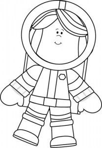 Black and White Little Girl Astronaut