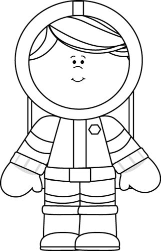 Black and White Girl Astronaut coloring page