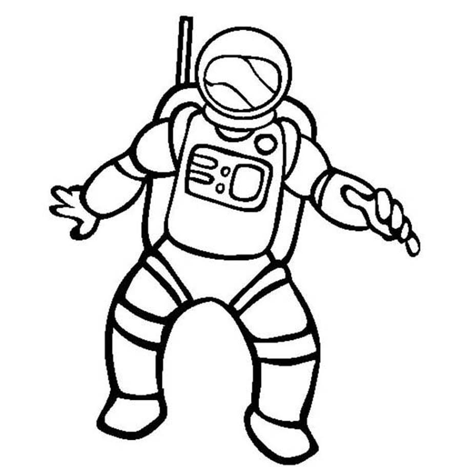 astronaut clipart black and white outline