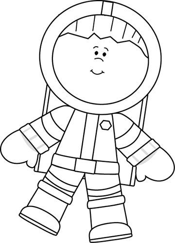 Black and White Boy Astronaut Floating