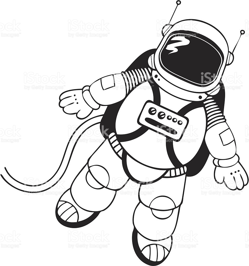astronaut clipart black and white space suit