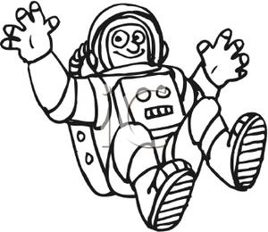 astronaut clipart black and white spaceman