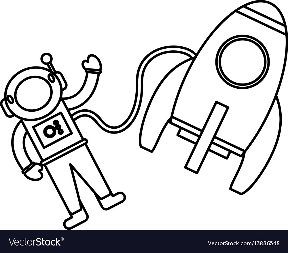 Astronaut rocket exploration outline