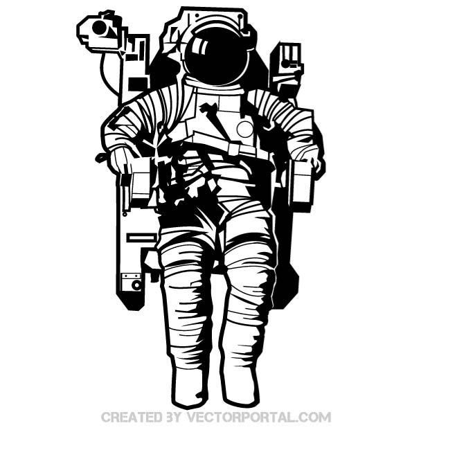 Astronaut in the space vector drawing