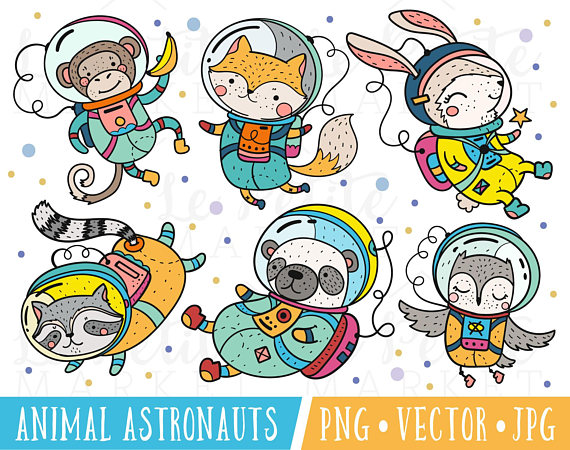 Cute Astronaut Clipart Images, Animal Astronauts Clipart