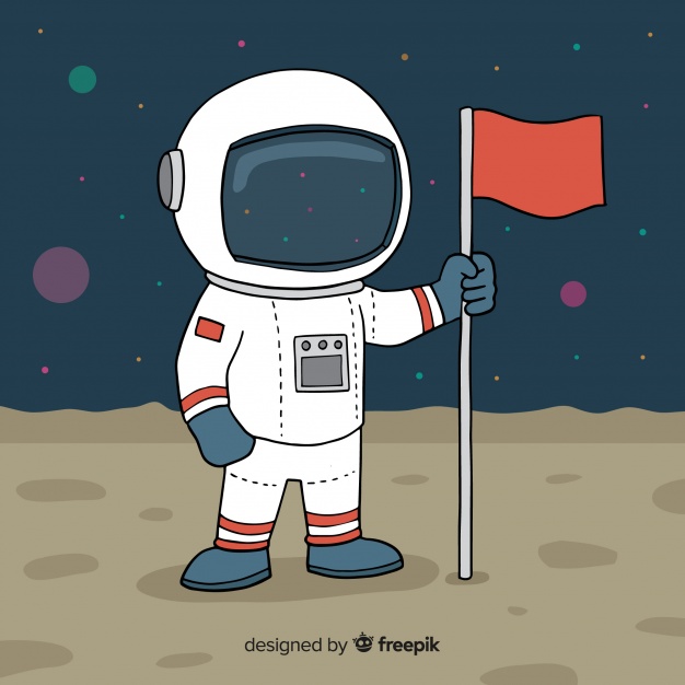 Astronaut on moon background Vector
