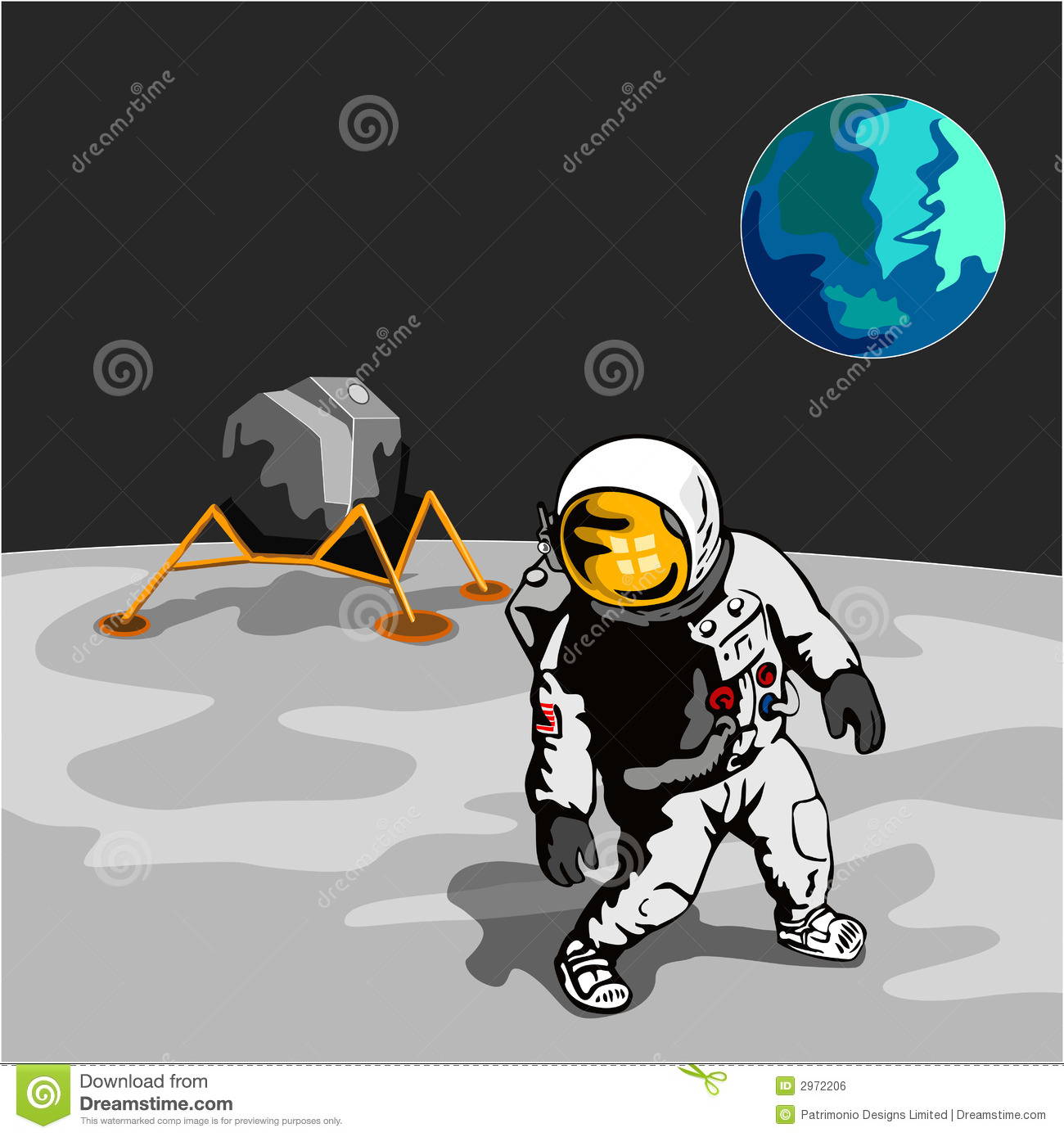 Astronaut on moon clipart