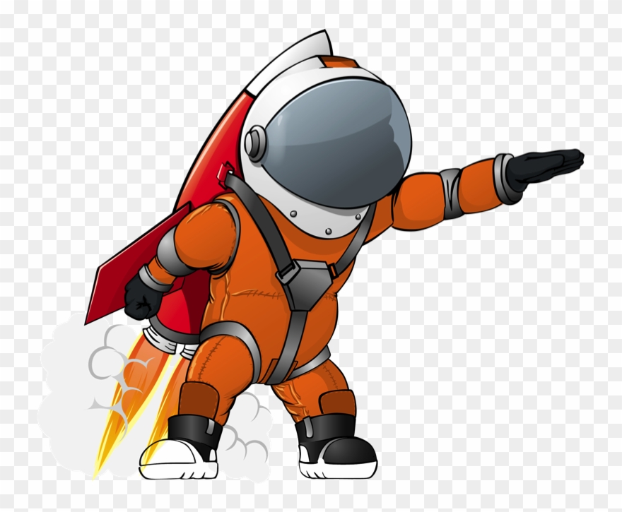 Astronaut And Rocket Cartoon Clipart