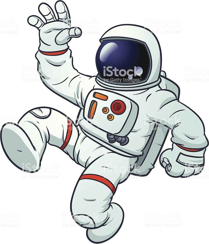 Cartoon astronaut floating.
