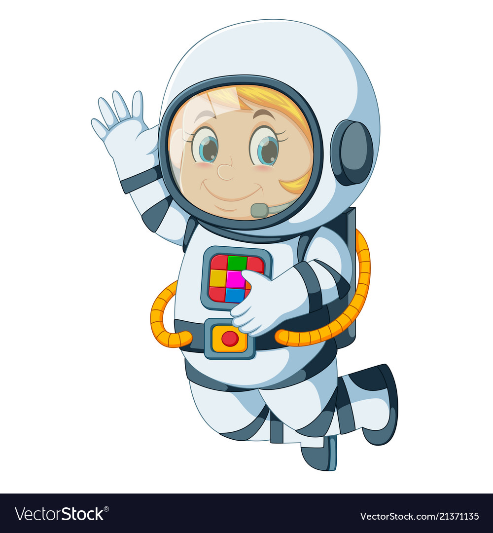 Cartoon astronaut floating