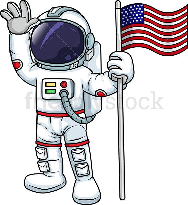 Male Astronaut Holding The American Flag