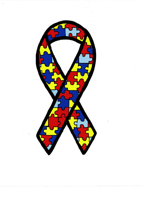Autism Awareness Puzzle Ribbon Clip Art free image