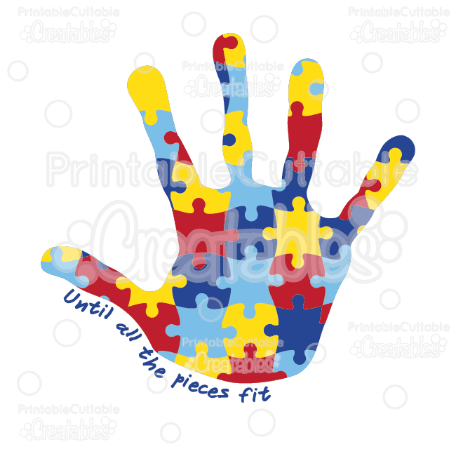 Autism Awareness Puzzle Handprint SVG Cut Files