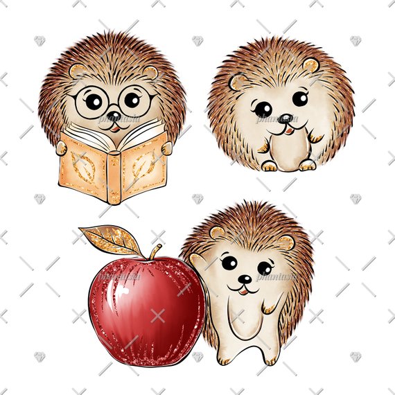 Cute Hedgehogs Cliparts, Autumn Clipart, Fall Clipart