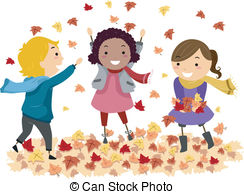 Children autumn Vector Clipart Royalty Free