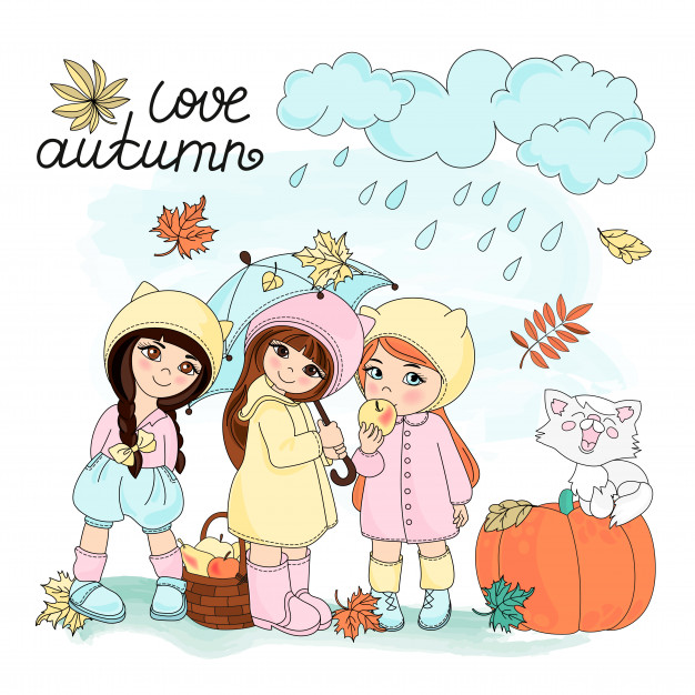 Autumn clipart vector illustration set color Vector