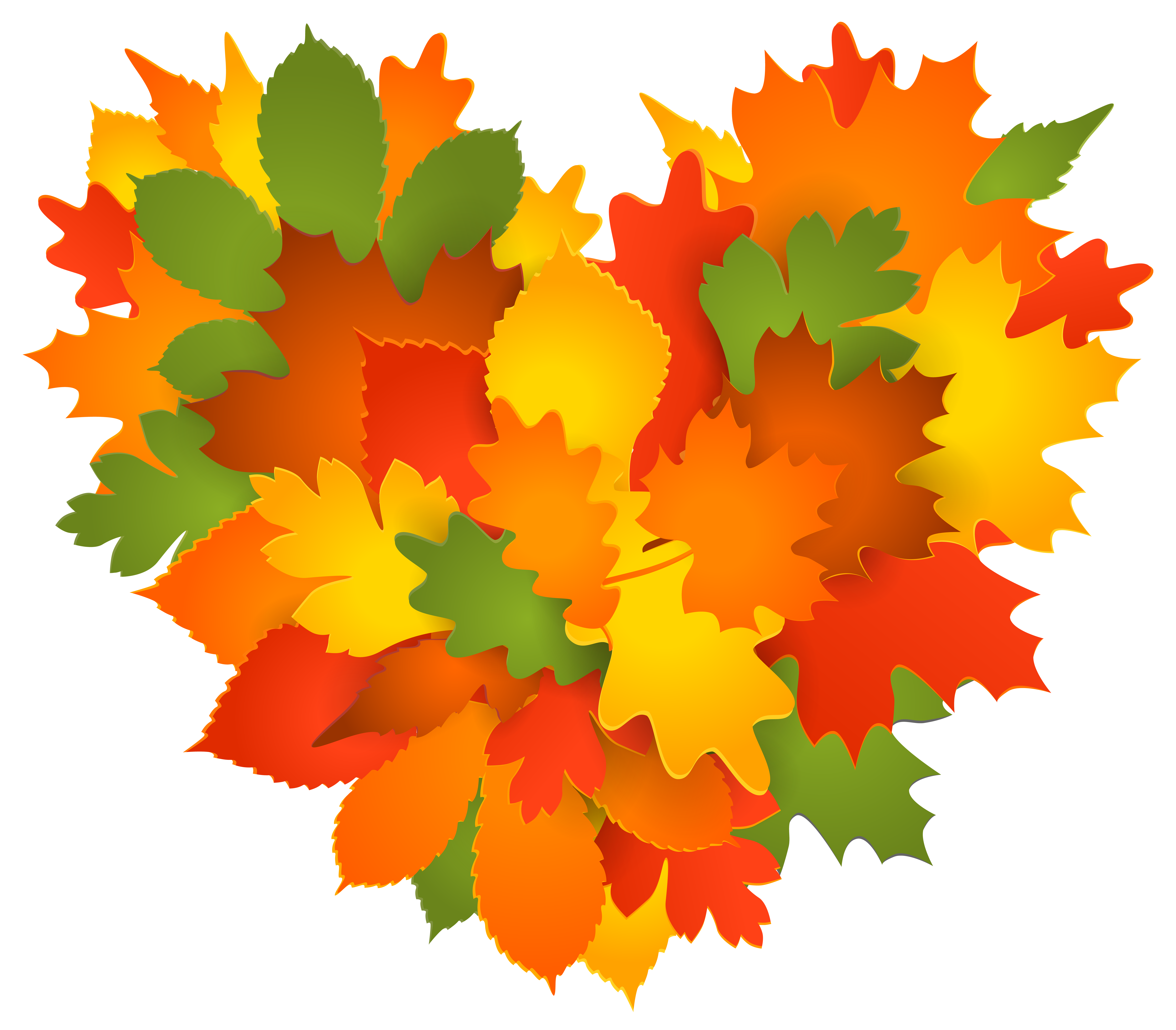 Fall Heart of Leaves PNG Clip Art Image