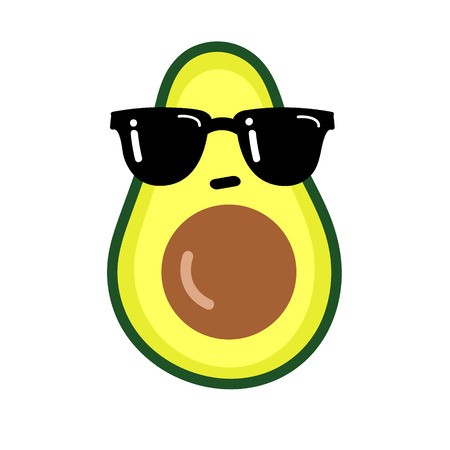 Illustration cartoon funny avocado icon with black