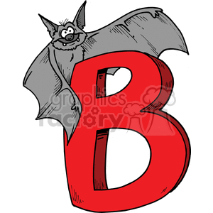 Cartoon letter B and vampire bat clipart