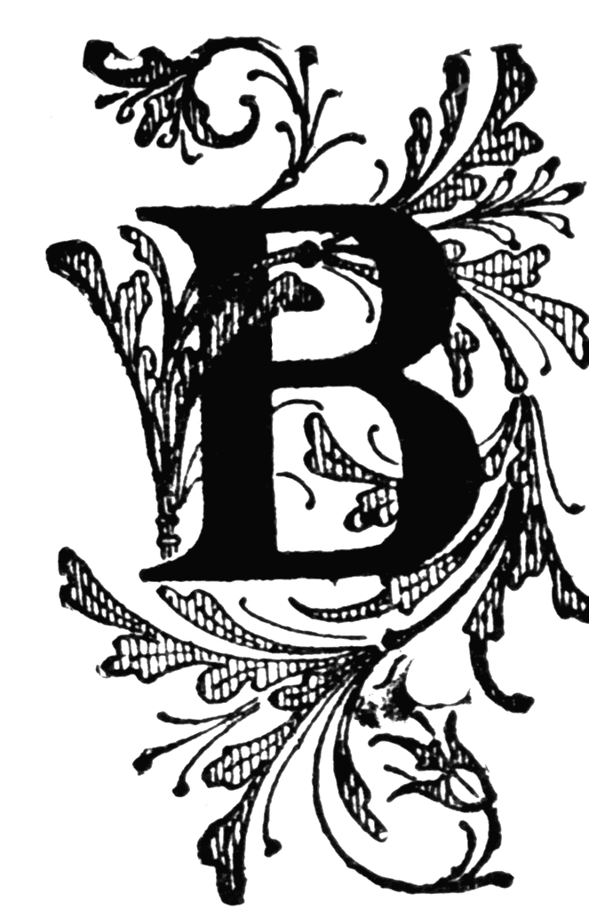 B, Floral initial