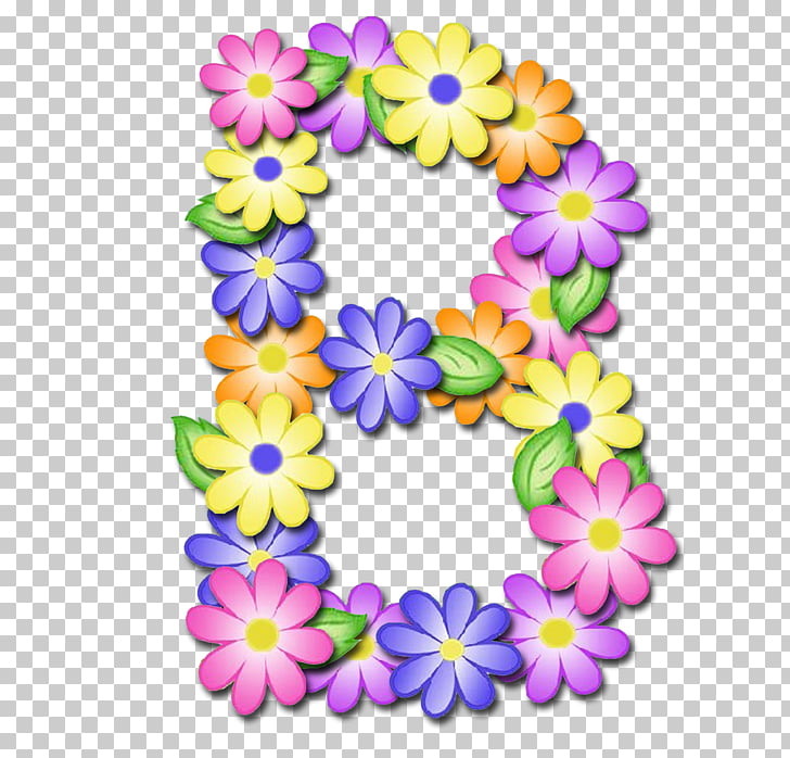 Letter Alphabet Digital data, pastel flowers, multicolored B