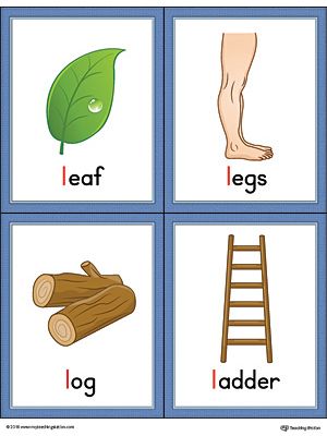 Letter L Words and Pictures Printable Cards