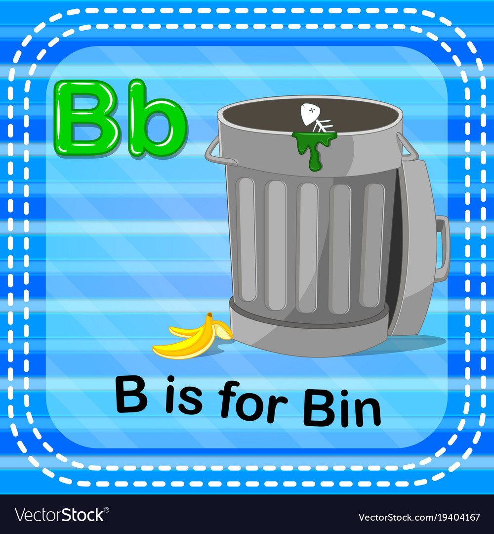 Flashcard letter b is for bin
