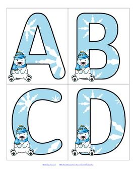 WINTER Large Alphabet Flashcards Upper and Lower Case