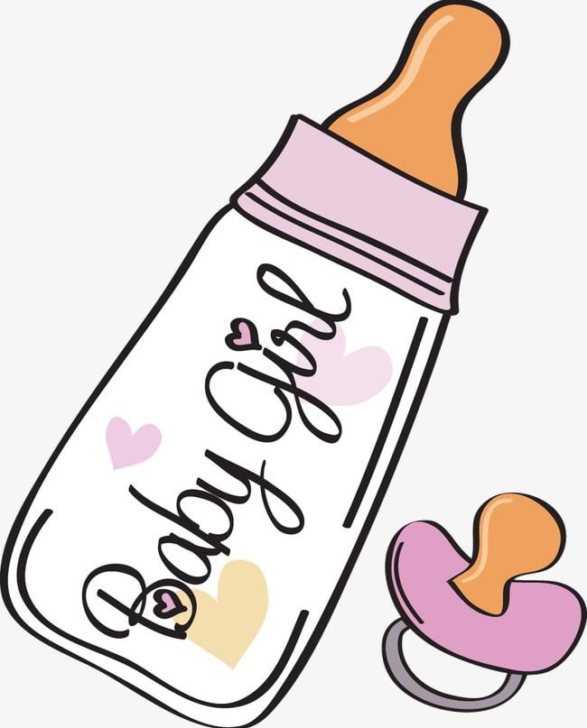 Pink baby bottle.