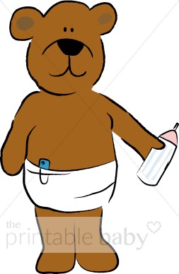 Baby Bear with Bottle Clipart