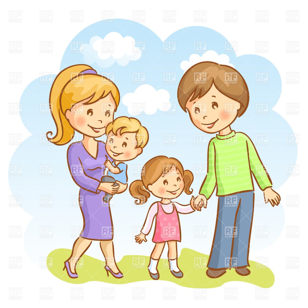 Family with baby clipart