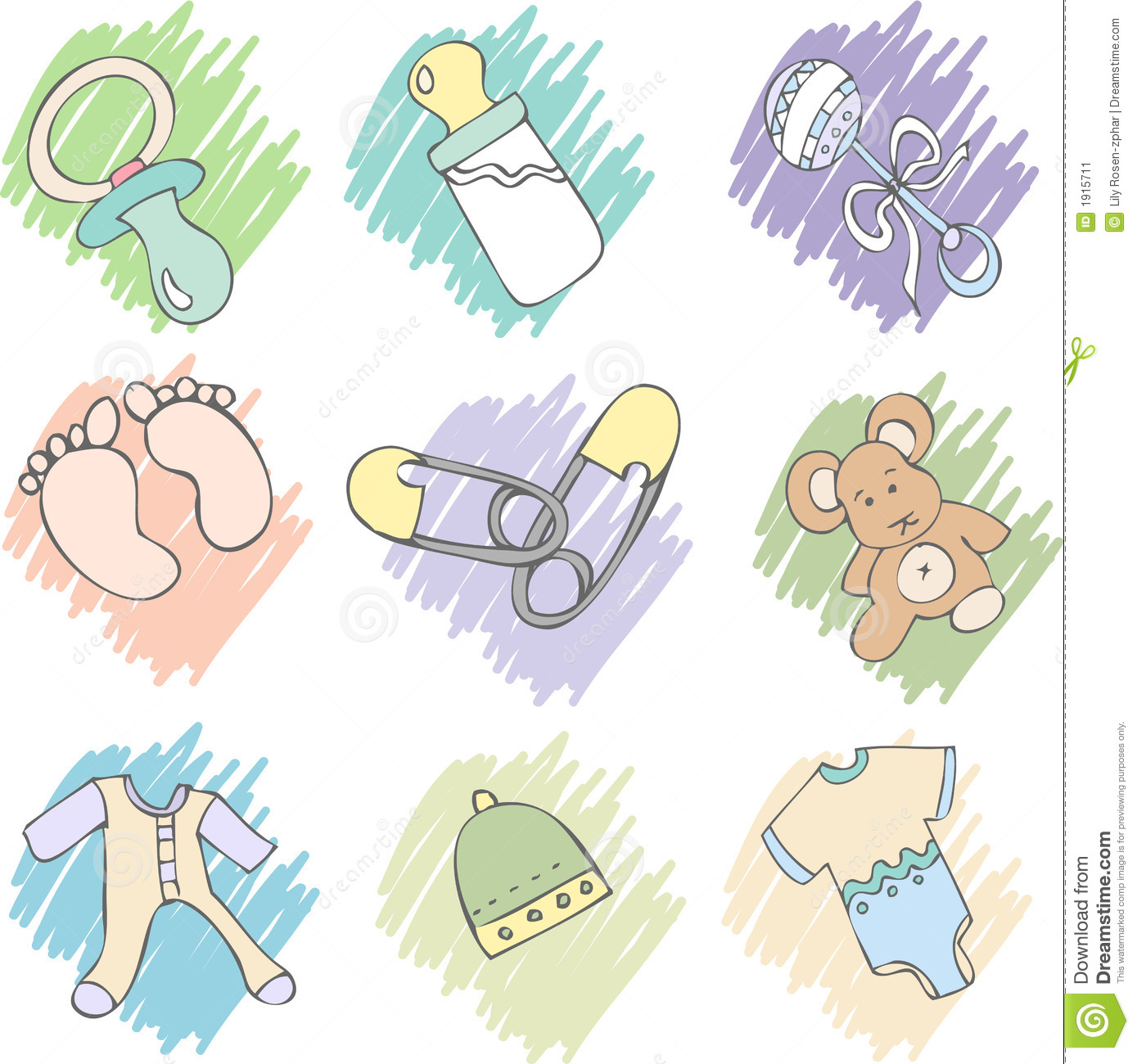 Baby items clipart.