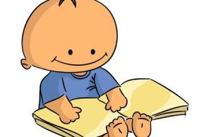 Baby reading clipart