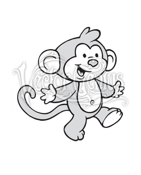 High Resolution Cute Baby Monkey Cartoon Clip Art Stock Art