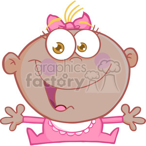 Clipart of Happy African American Baby Girl With Open Arms clipart