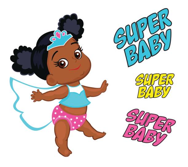 Black baby girl clipart