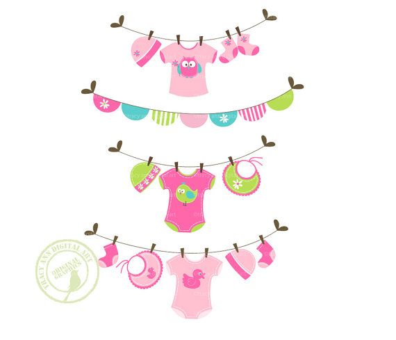 Jellybean Baby Laundry Line Clip Art, Baby Clothes line Clip