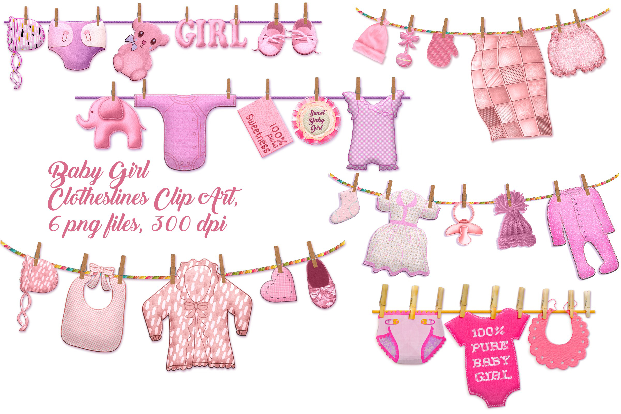 Baby Girl Clothes Lines Clip Art
