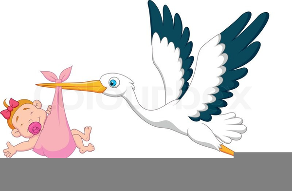 Free Stork With Baby Girl Clipart