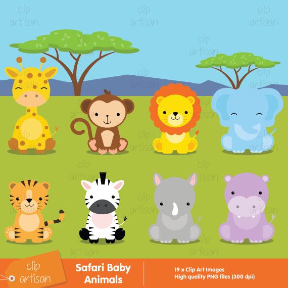 baby safari animals clipart jungle theme