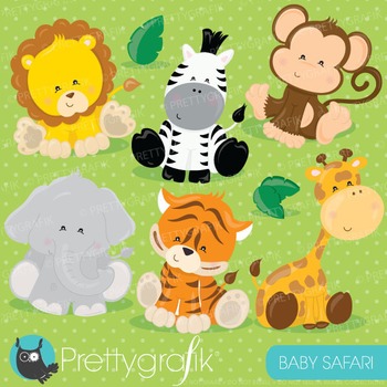 Baby safari animals clipart commercial use, vector graphics, digital