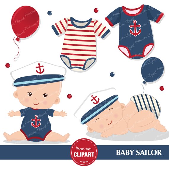 Nautical baby shower clipart, Baby sailor, Sailing clipart