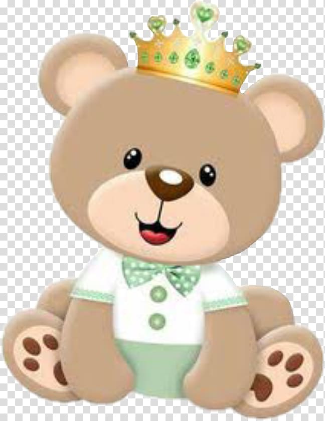 Brown bear illustration, Teddy bear Prince Baby shower Crown