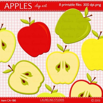 Clip art apple in fall colors for back to school