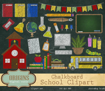 Chalkboard school clipart.